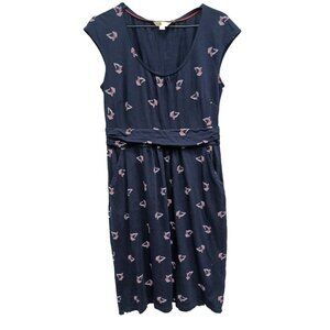 Boden Womens Dress Size Large Navy Blue Beach Umbrella Jersey Retro With Pockets